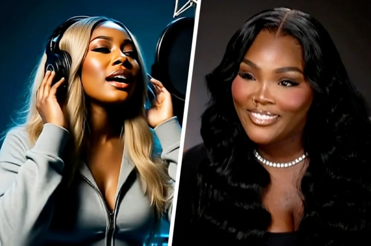 Photo Courtesy of CBS. The image on the left is an AI-generated image of Xania Monet. The image on the right is a picture of Telisha “Nikki” Jones. 