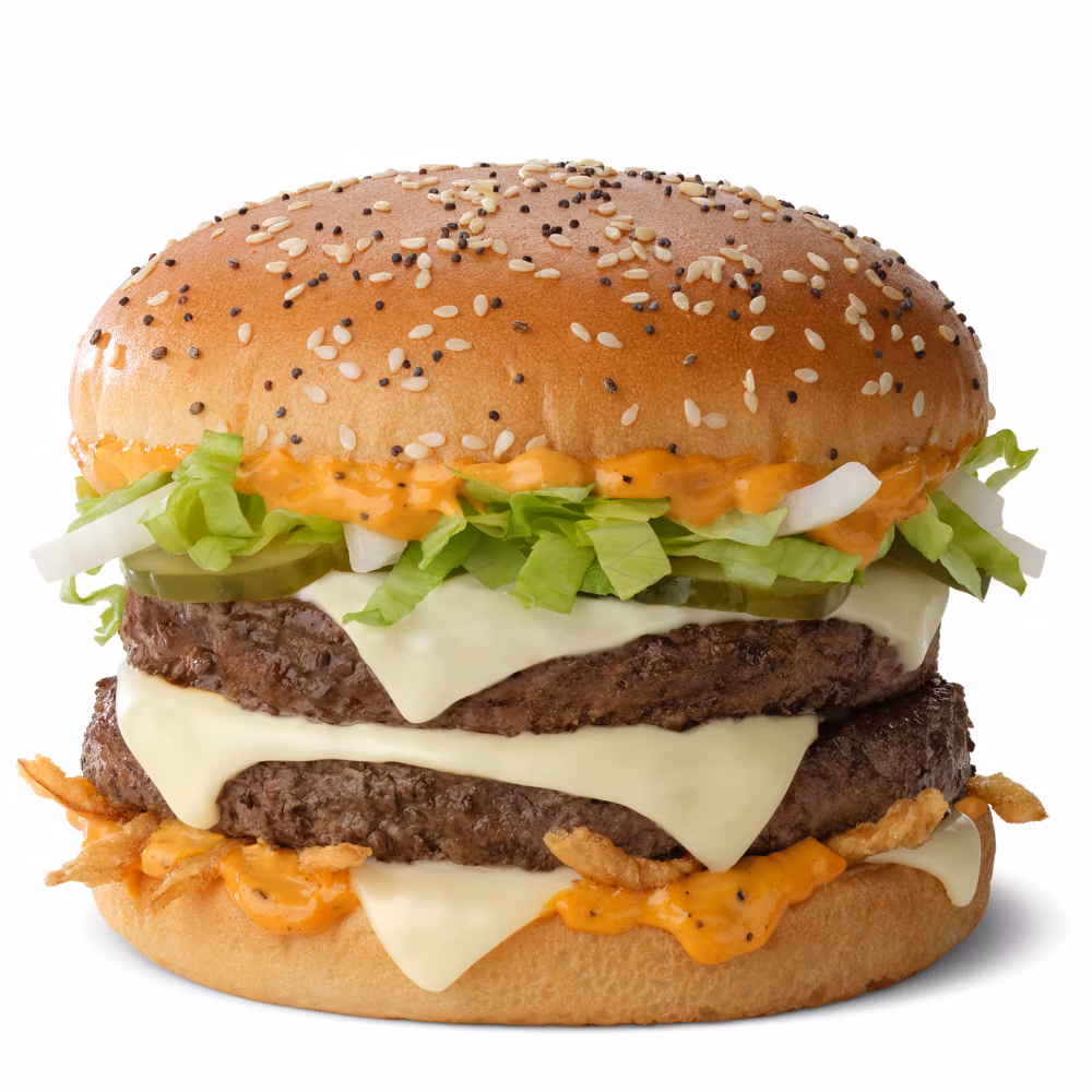 The new, recently released Big Arch burger from McDonald’s. It was featured in the viral taste test video.
