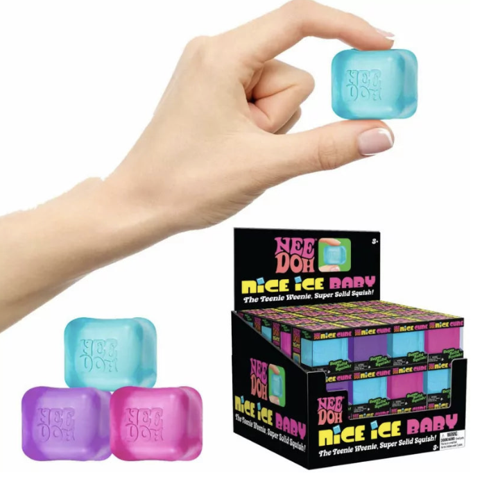 This photo shows the “Nice Ice Baby NeeDoh,” a small icy-themed squishy fidget toy designed for stress relief and sensory play. It comes from the product listing on Your Capability Store’s website, where it’s sold as a compact, pocket-sized NeeDoh toy.