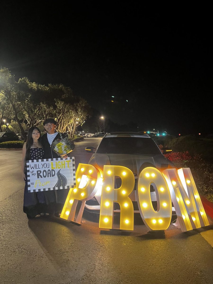 With bright letters spelling “PROM” in front of his car, Matthew Briones held a handmade poster as he shared a memorable promposal moment with his girlfriend.